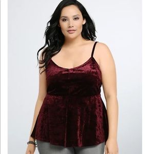 Torrid Size 6 VELVET PEPLUM TANK TOP